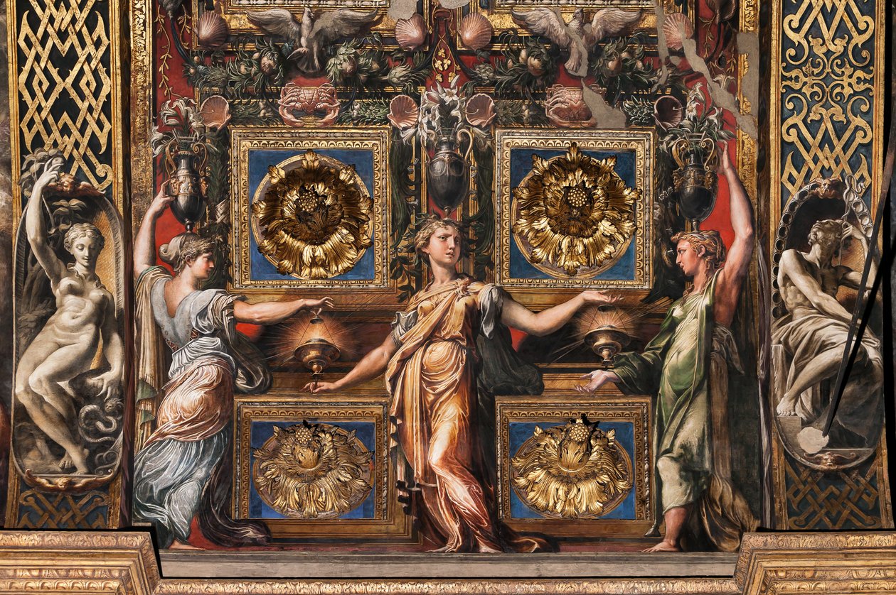 De tre vise jomfruer og tre tåbelige jomfruer, detalje af 3660863 af Parmigianino