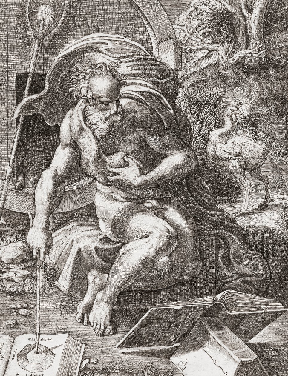 Diogenes, græsk filosof fra det 3. århundrede f.Kr. (gravering) af Parmigianino 