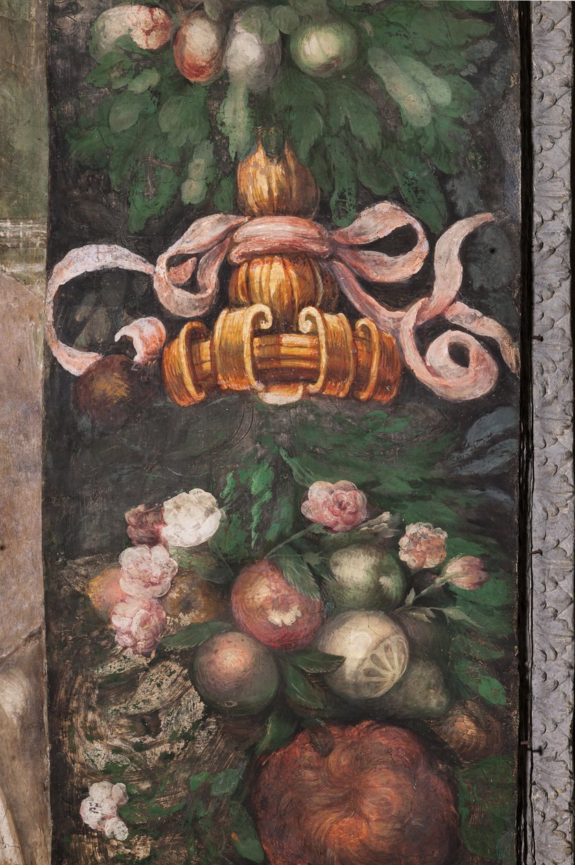 Dekorationsdetalje med blomster og frugt, ca. 1523 (fresco) af Parmigianino