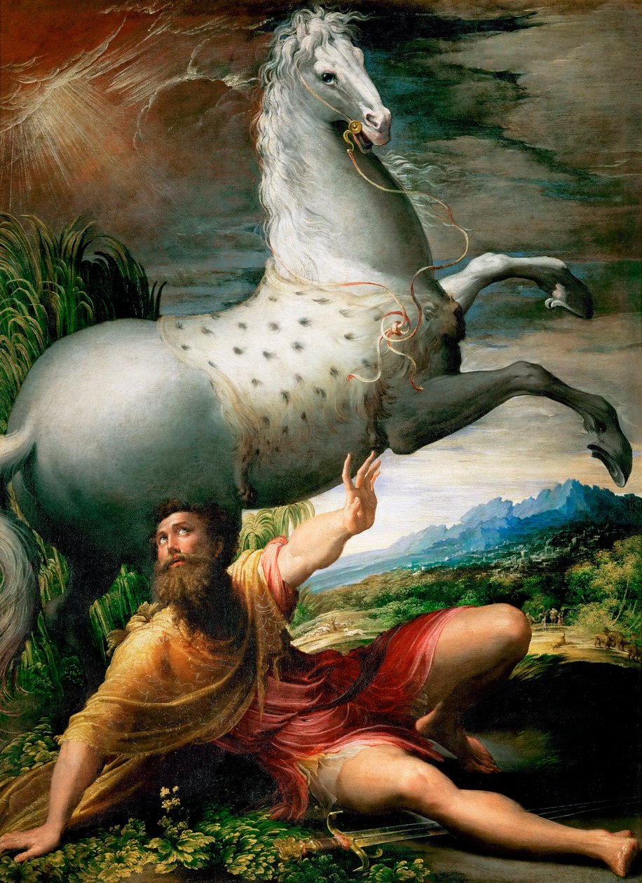 "The Conversion of Saint Paul on the Road to Damaskus" Maleri af Girolamo Francesco Maria Mazzola eller Mazzuoli dit il Parmigianino med tilnavnet Parmesanen (1503-1540) omkring 1528 kunsthistorisk museum, Wien af Parmigianino