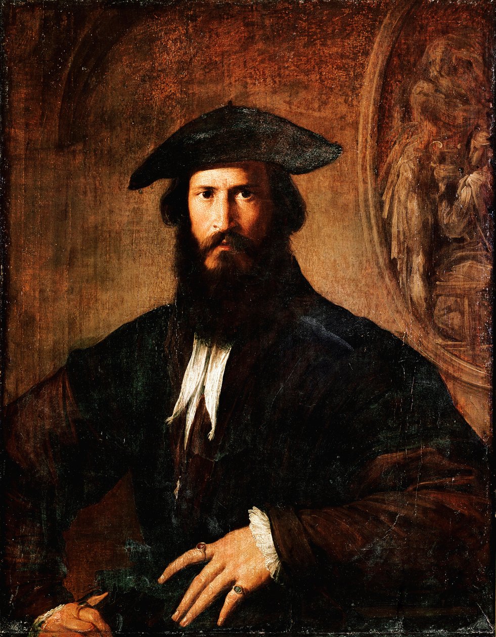 Portræt af Mand Mand Maleri af Francesco Mazzola Il Parmigianino dit Parmesanen (1503-1540) 1530-1531 Søn. 100x70 cm Firenze, Uffizi-galleriet (Uffizi) af Parmigianino