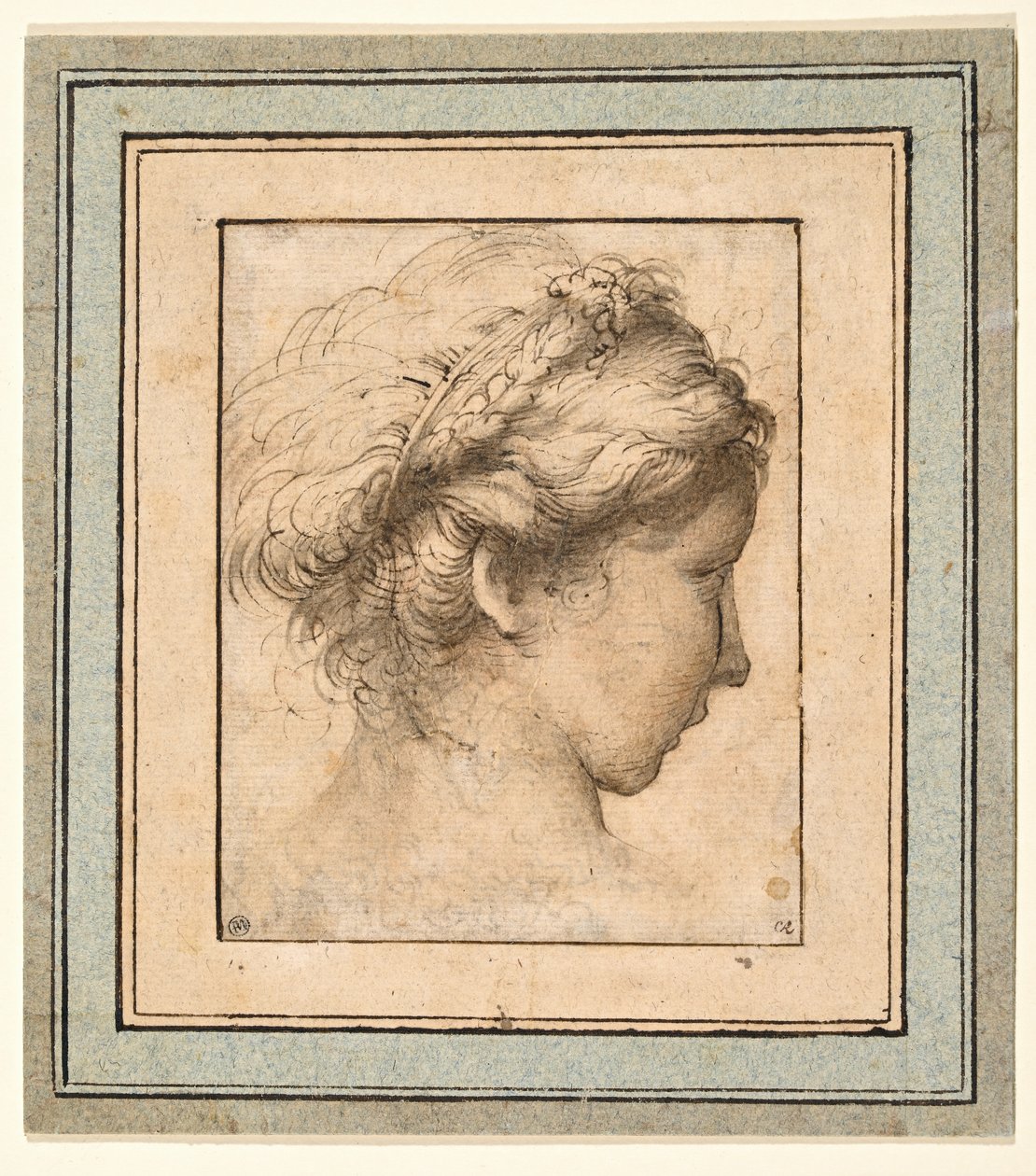 Profilhoved af en pige, der kigger til højre af Parmigianino