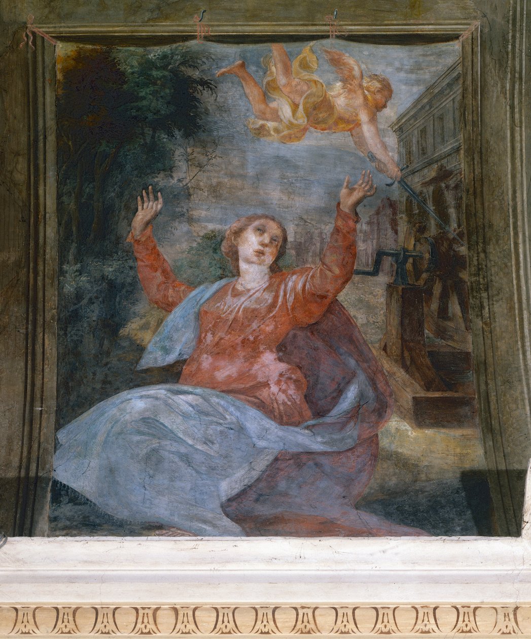 Saint Agatha, af Parmigianino (1503-1540), fresco, San Giovanni Evangelista-kirken, Parma, Emilia-Romagna, Italien af Parmigianino