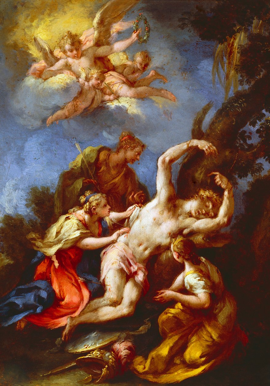 Saint Sebastian deltog af hellige kvinder, af Michele Rocca også kendt som il Parmigianino, olie på lærred, 48x37 cm af Parmigianino