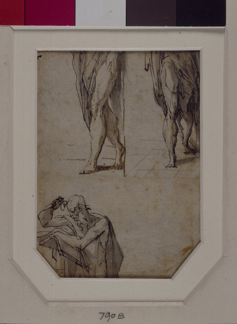 Undersøgelser af mænd (pen & blæk og vask på papir) af Parmigianino