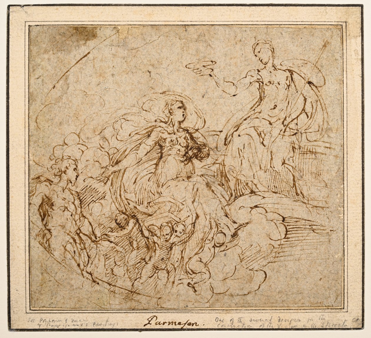 Studie af Jomfruens kroning for Santa Maria della Steccata, Parma af Parmigianino