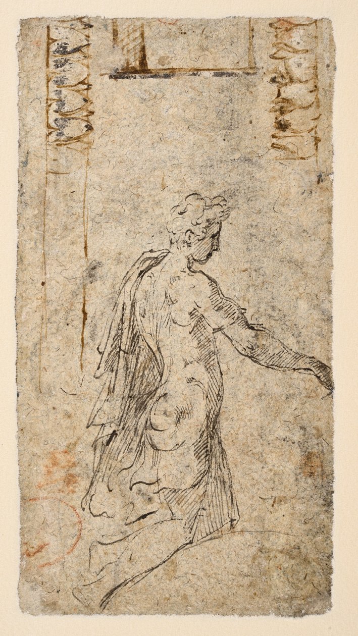 Studie af en ung mand, der knæler (verso) af Parmigianino