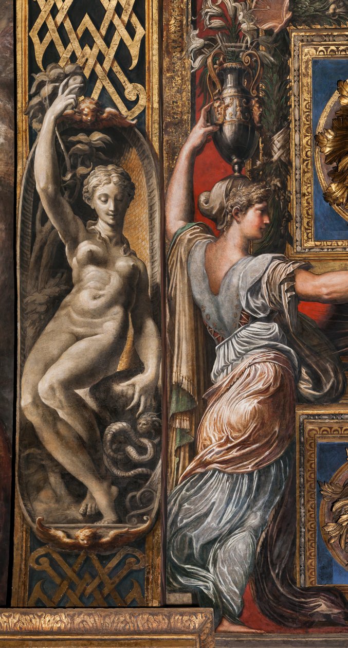 De tre vise jomfruer og tre tåbelige jomfruer, detalje af 3660863 af Parmigianino