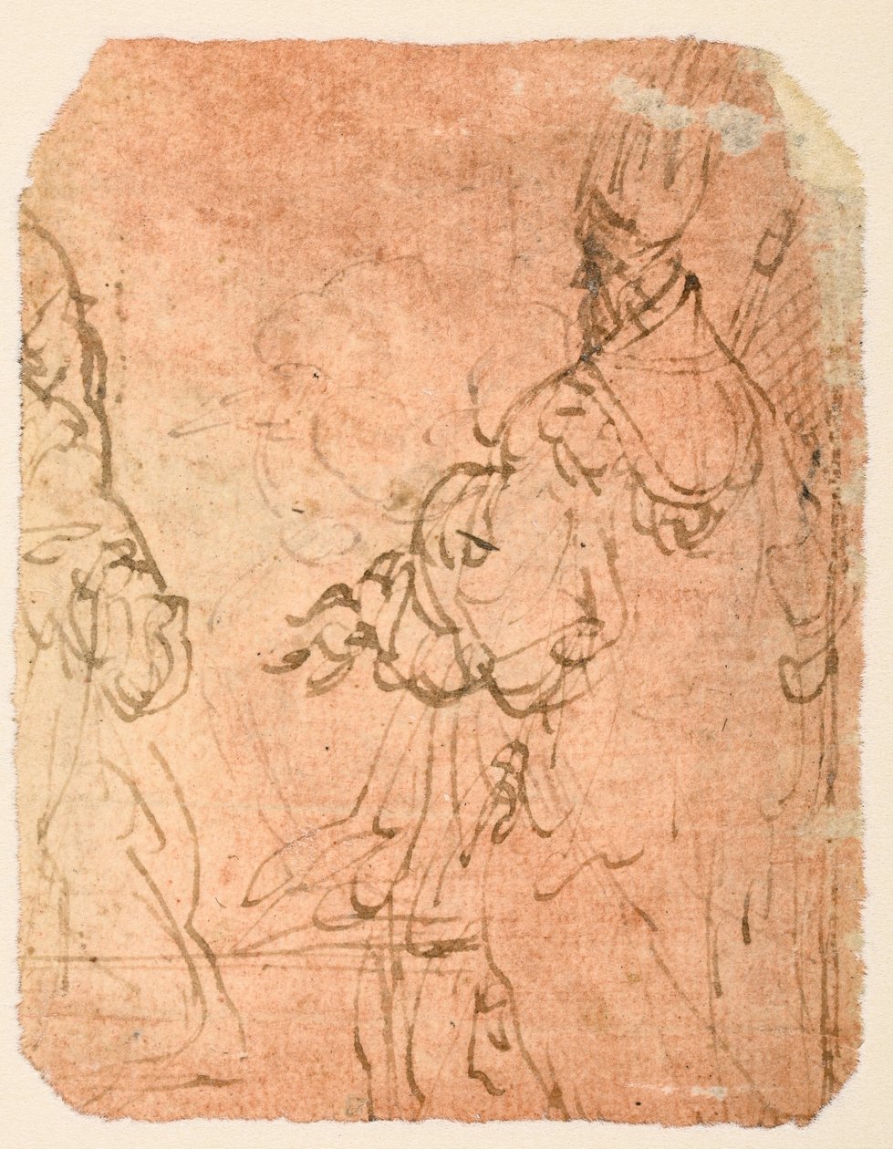 To knælende mænd i religiøs dragt (verso) af Parmigianino
