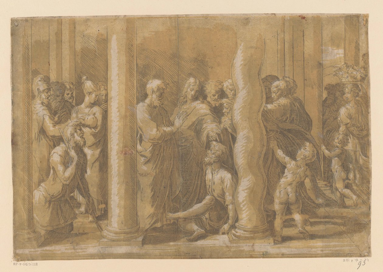De hellige Peter og Johannes helbreder en lamme af Parmigianino (attributed to)