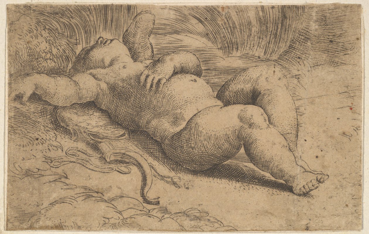 Amor sover, 1500-tallet. af Parmigianino