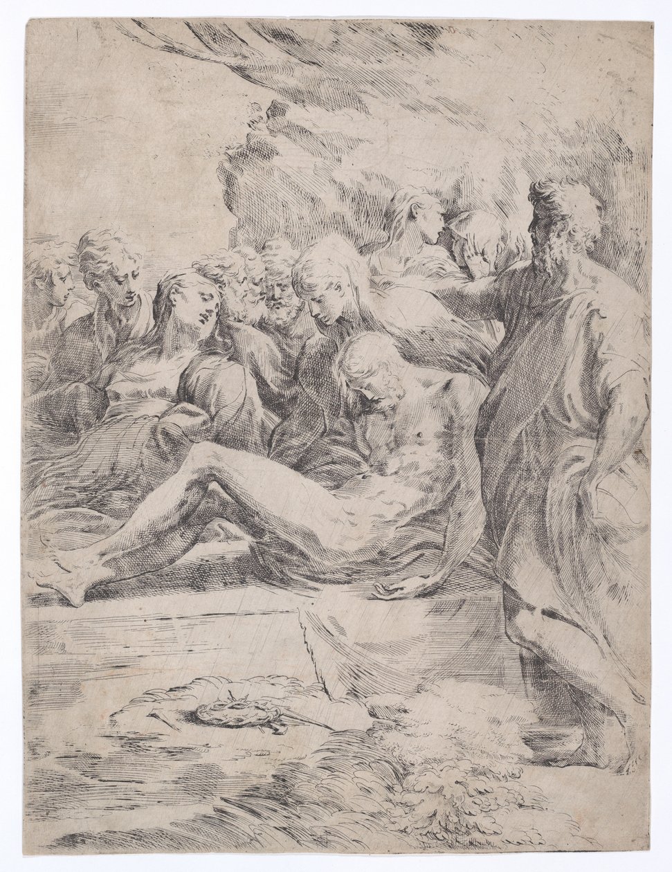 Begravelse mod venstre, 1529-1530., 1529-1530. af Parmigianino