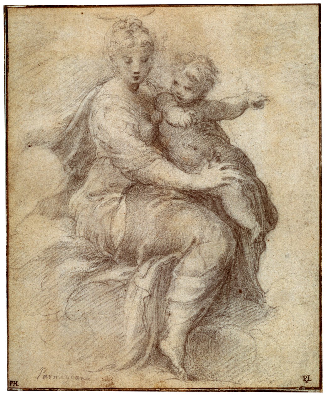Madonna og barn på skyerne, c1525 af Parmigianino