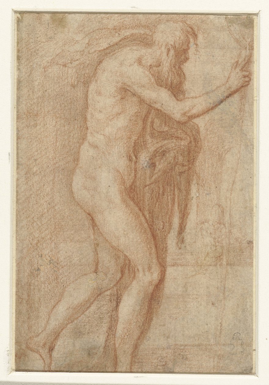 Mand løfter fingeren i advarsel af Parmigianino