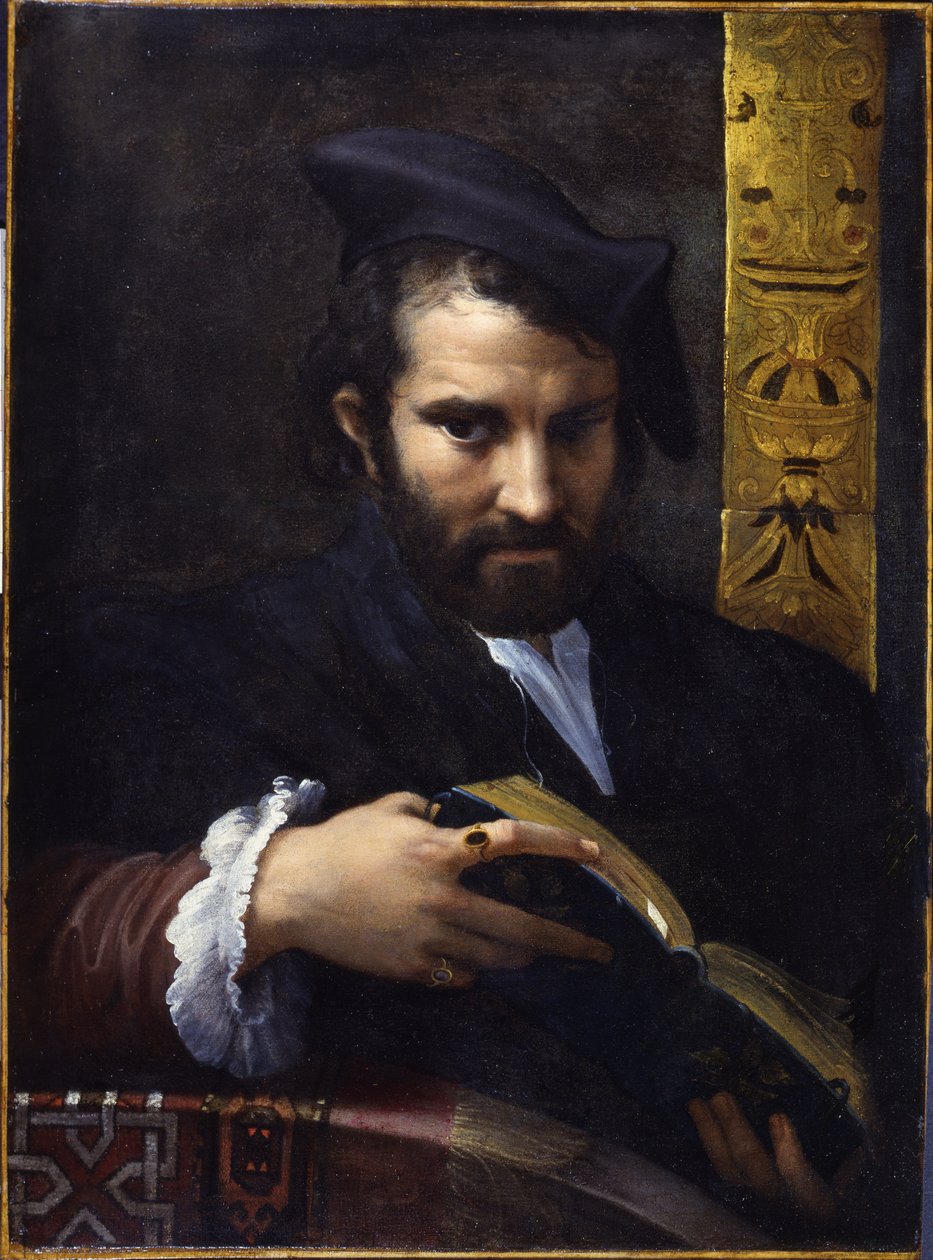 Portræt af en mand med en bog, ca 1524. af Parmigianino