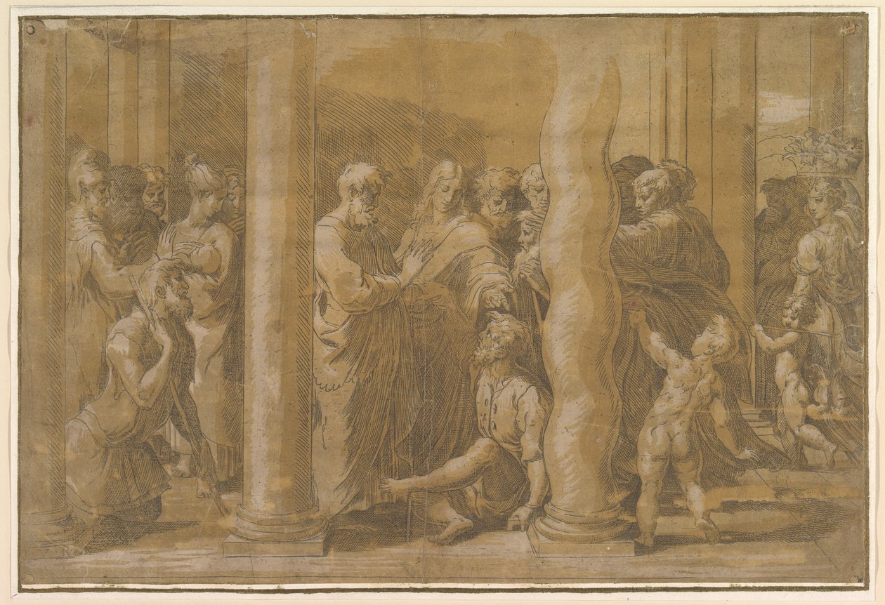 De hellige Peter og Johannes helbreder de syge, begyndelsen af det 16. århundrede. af Parmigianino