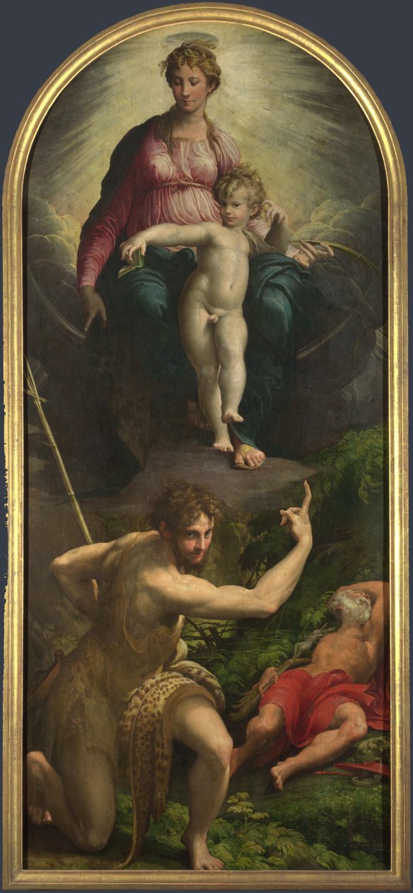 Madonnaen og barnet med de hellige Johannes Døberen og Hieronymus, 1527 af Parmigianino
