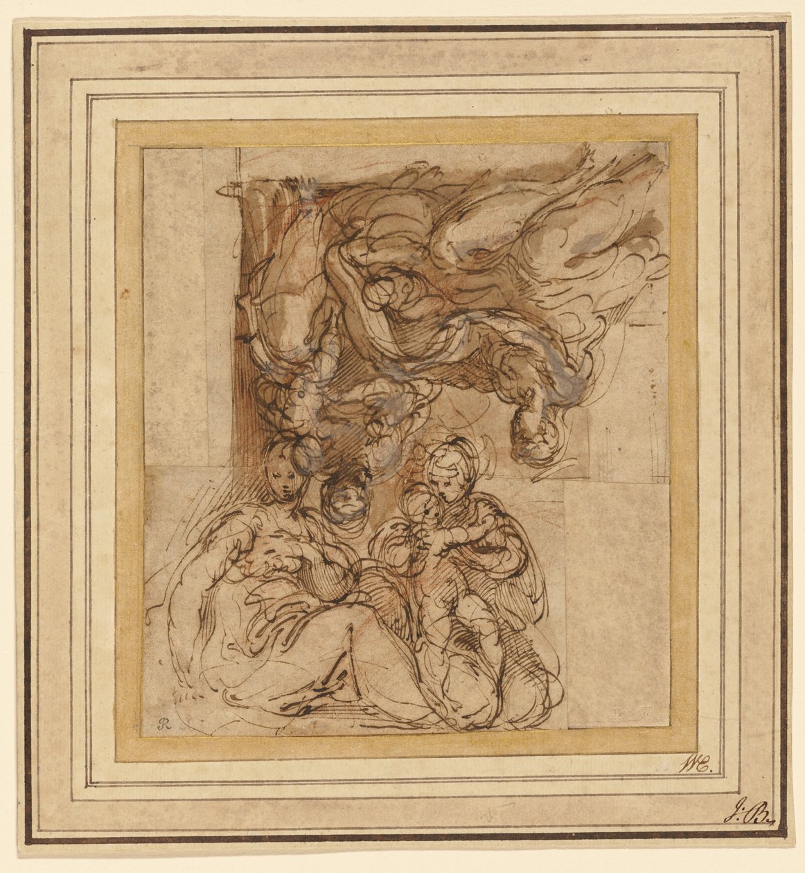 To studier for en hellig familie af Parmigianino