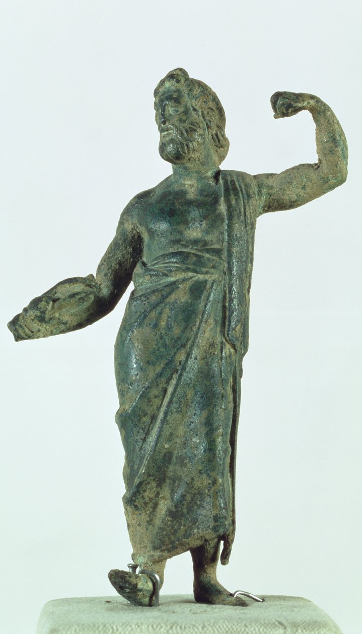 Shami-figur, muligvis Zeus eller Poseidon, restitueret fra det ødelagte tempel i byen Nehavand (kendt som Laodicea), Iran (bronze) af Parthian School