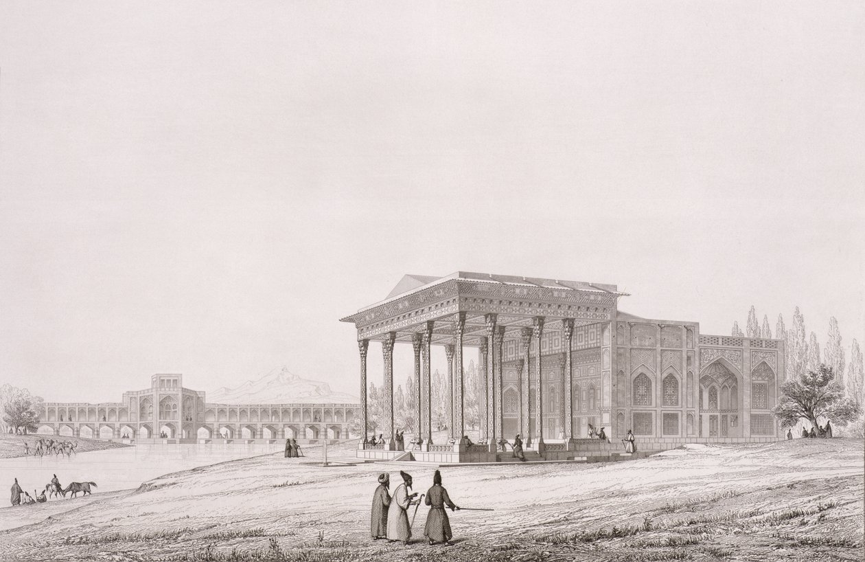 Udvendigt billede af spejlpavillonen, Isfahan, plade 33 fra 