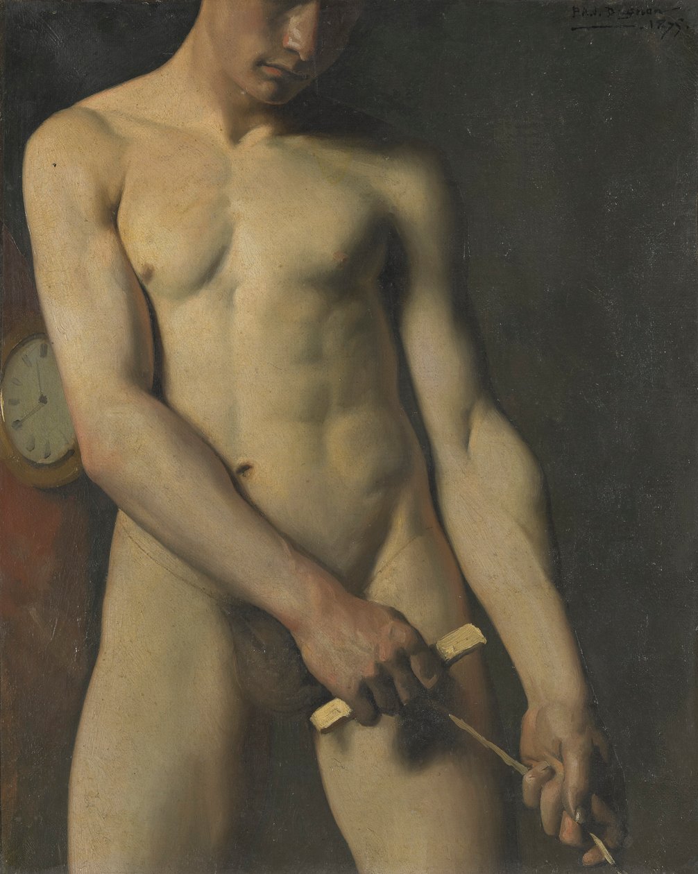 Nøgenstudie af en mand af Pascal Adolphe Jean Dagnan Bouveret