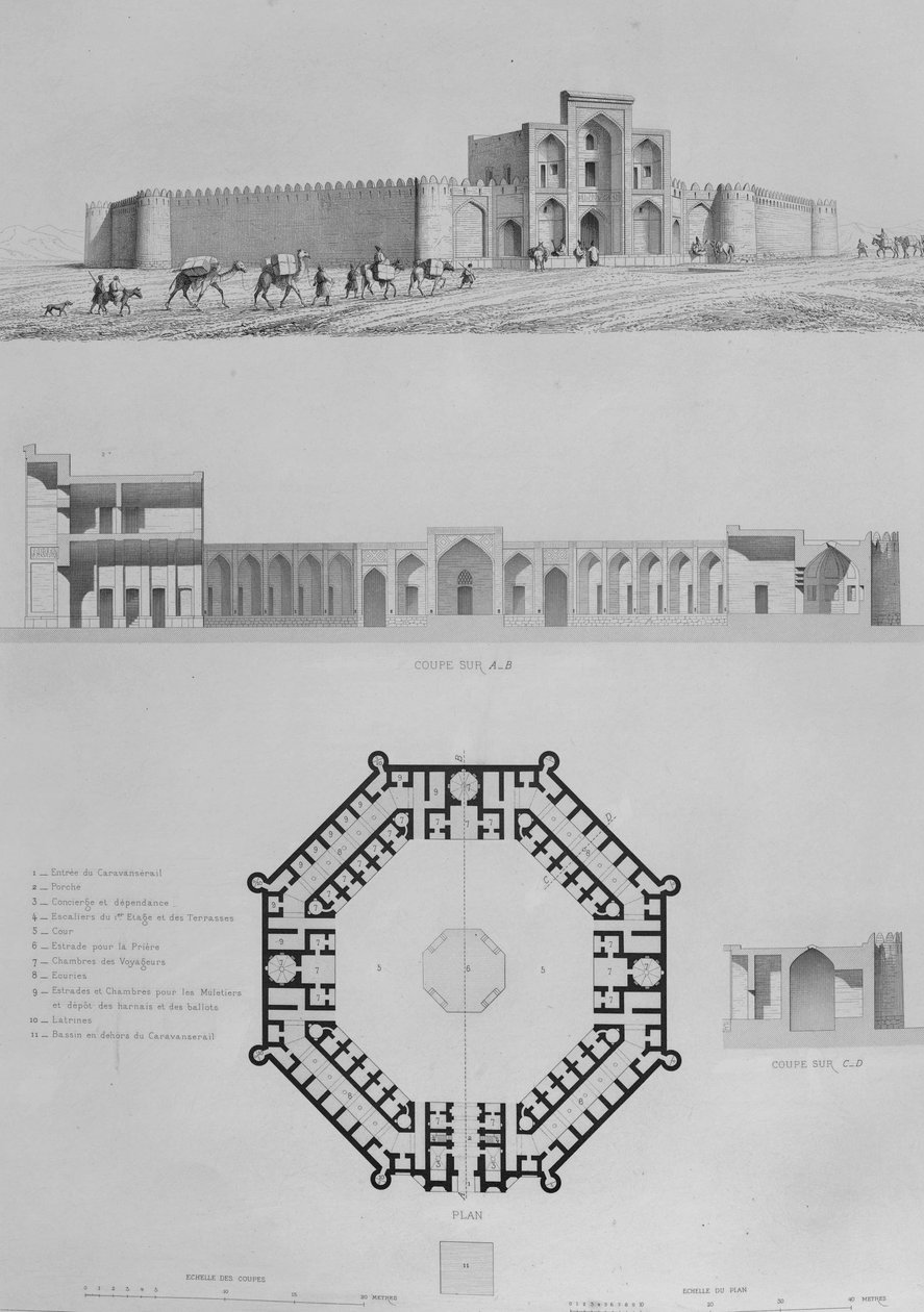 Amin Abad caravanserai af Pascal Coste af Pascal Coste