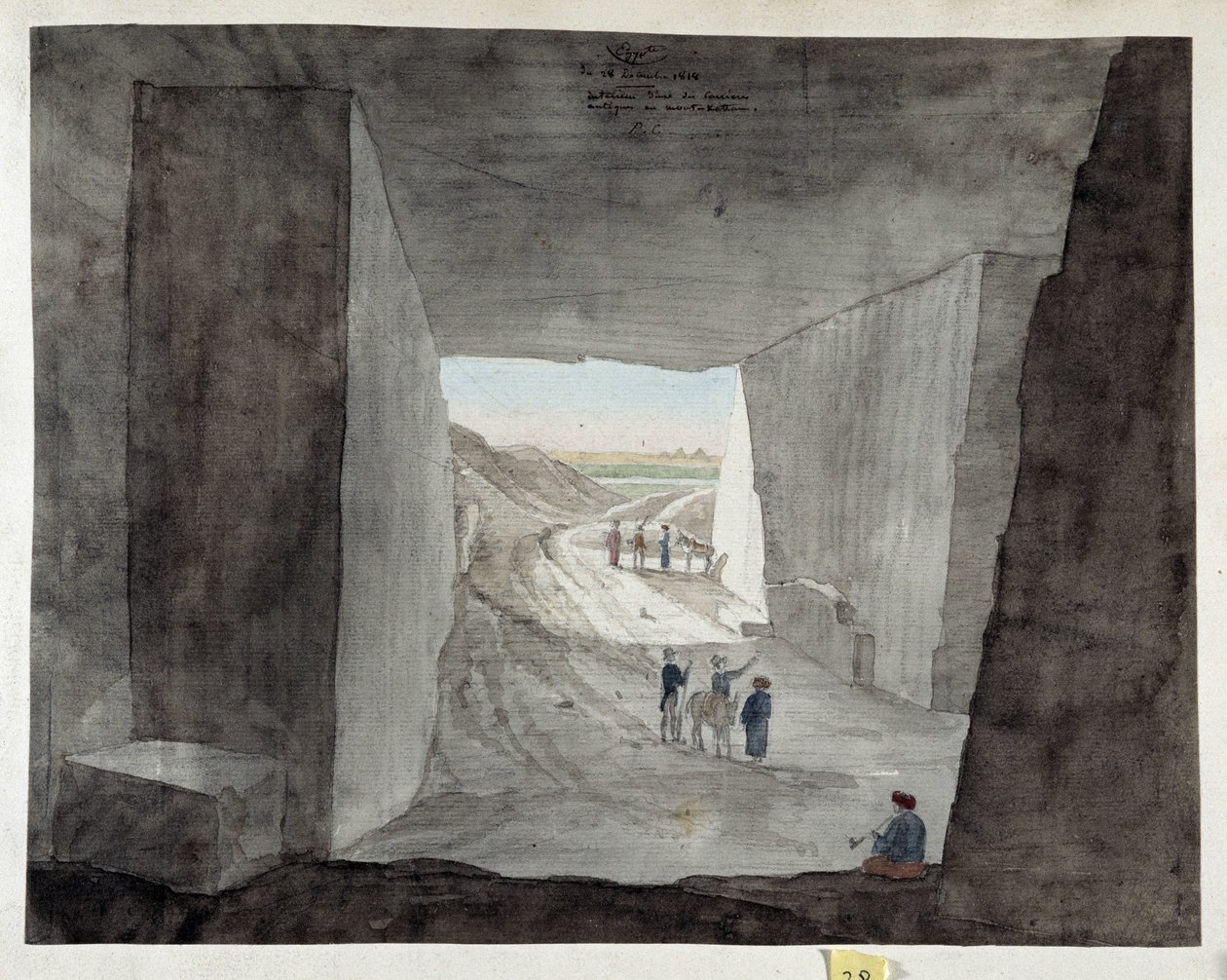 Egypten. Indvendigt billede af et stenbrud på Mount Kattan af Pascal Xavier (after) Coste