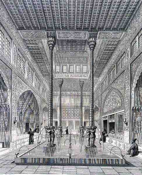 Interiør af Chahar Bagh-paladset, i Isfahan, fra 