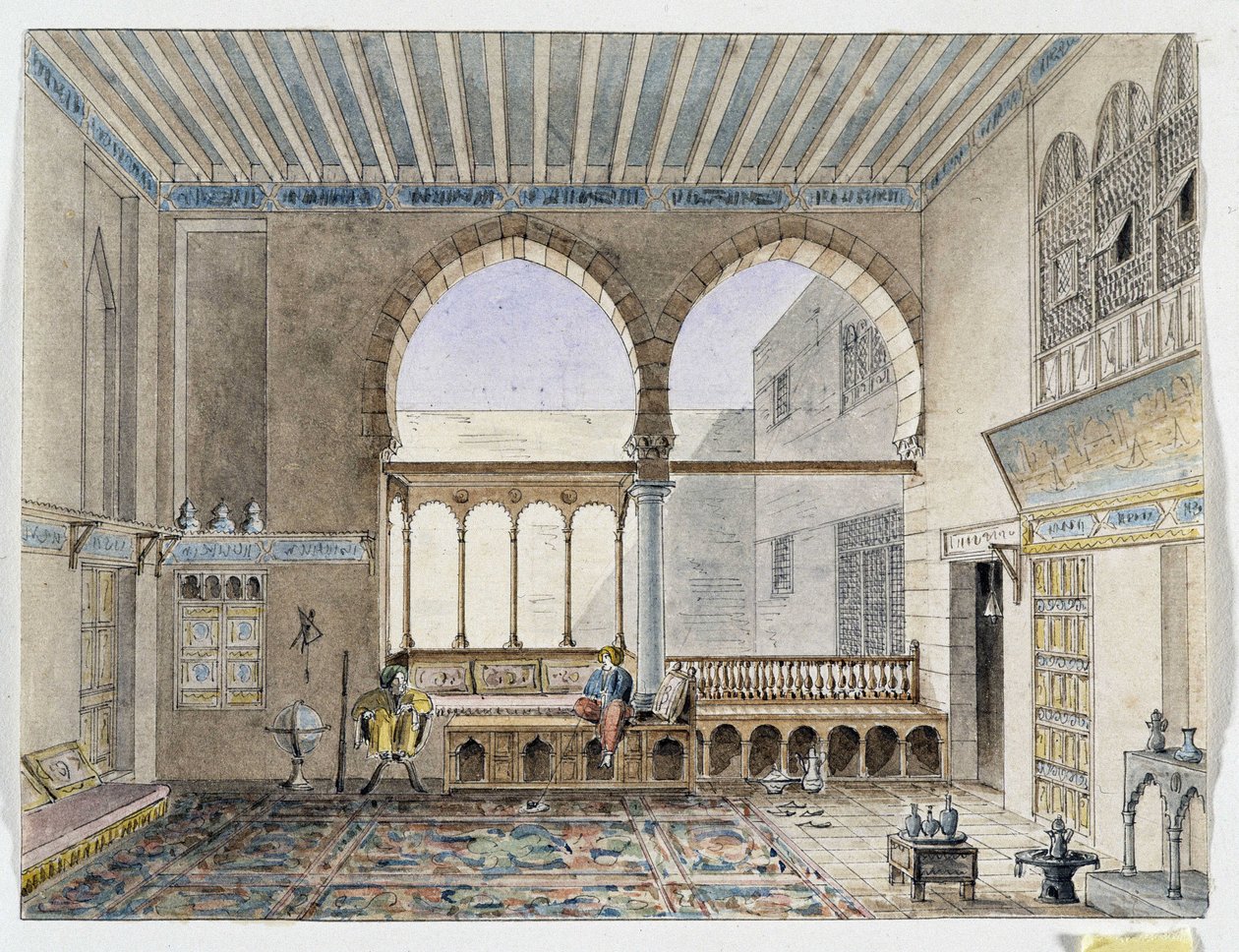 Udsigt over det indre af Sheik Jabarti-paladset. Akvarel af Pascal Coste (1787-1879) Museum of Mediterranean Archaeology, Marseille af Pascal Xavier (after) Coste
