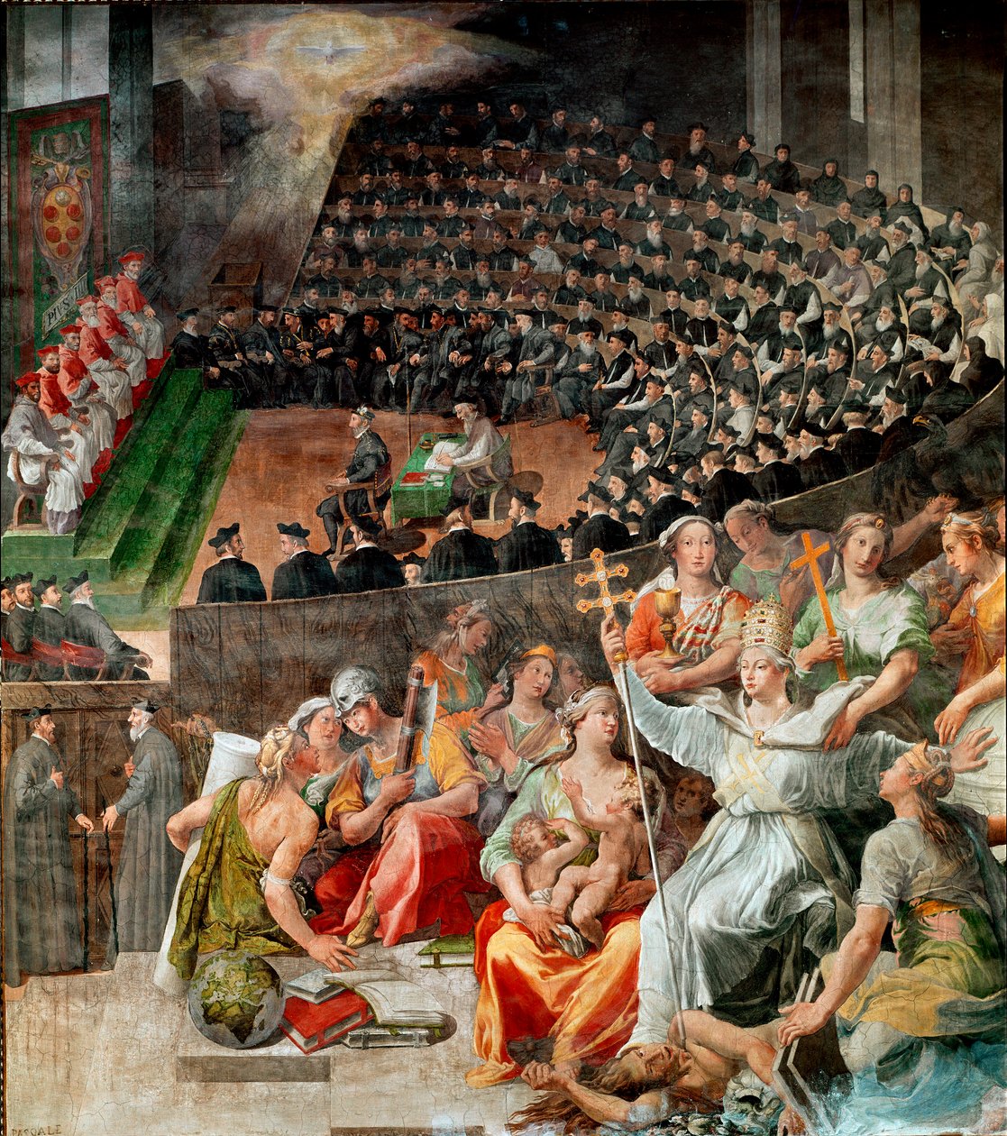Koncilet i Trent i 1545 og 1563 Fresco af Pasquale Cati (1550-1620) 1588-1589 Santa Maria-kirken i Trastevere, Rom af Pasquale Cati