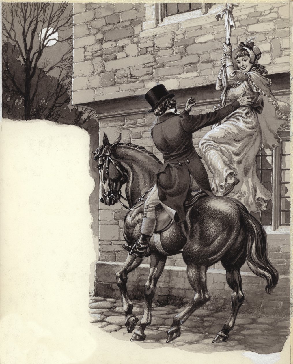 John Peel og Mary White flygter til Gretna Green (gouache på papir) af Pat (1907 95) Nicolle