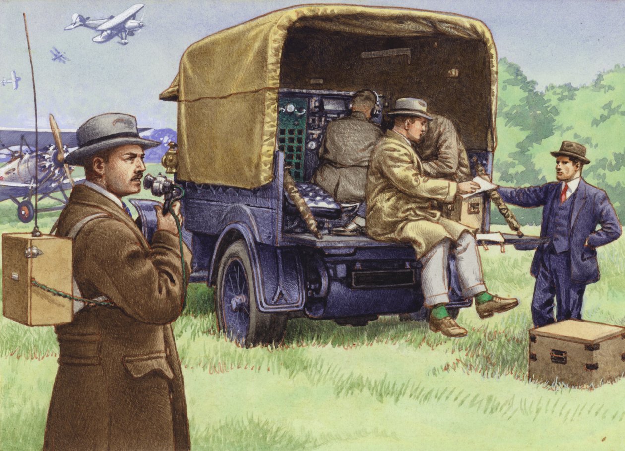 De tidlige dage med udendørs udsendelser for BBC (gouache på papir) af Pat (1907 95) Nicolle