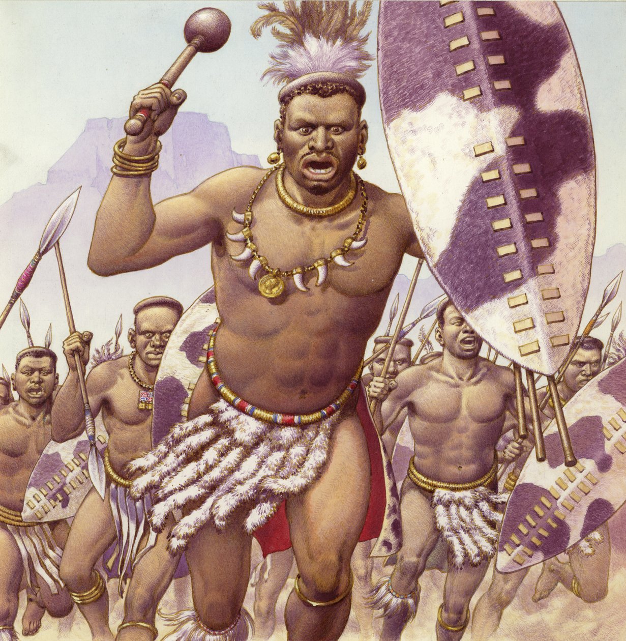 Zulu-kriger (gouache på papir) af Pat (1907 95) Nicolle