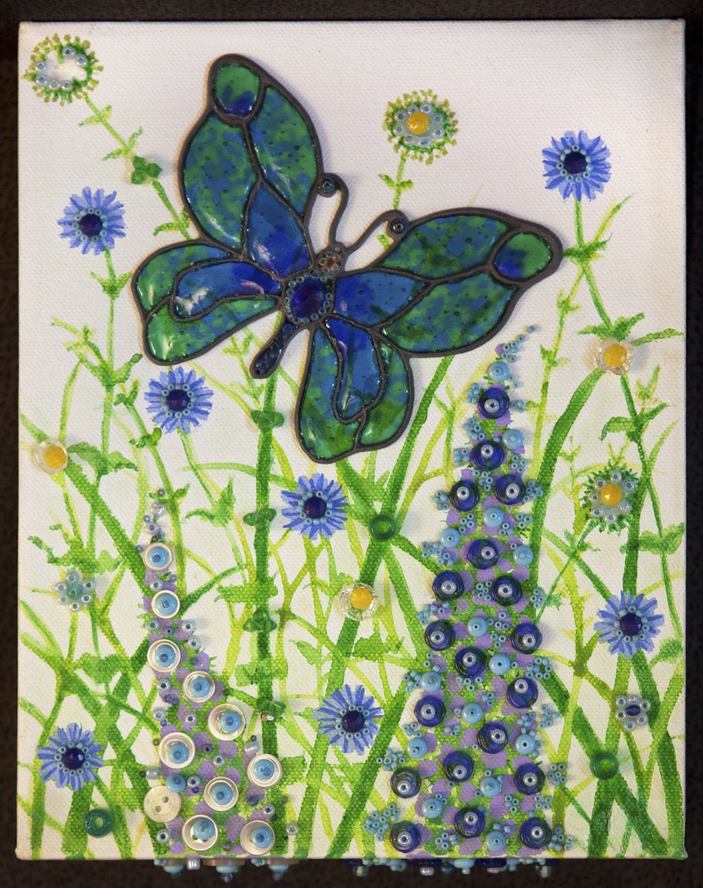 Sommerfugle, grøn og blå, 2016 af Pat Scott