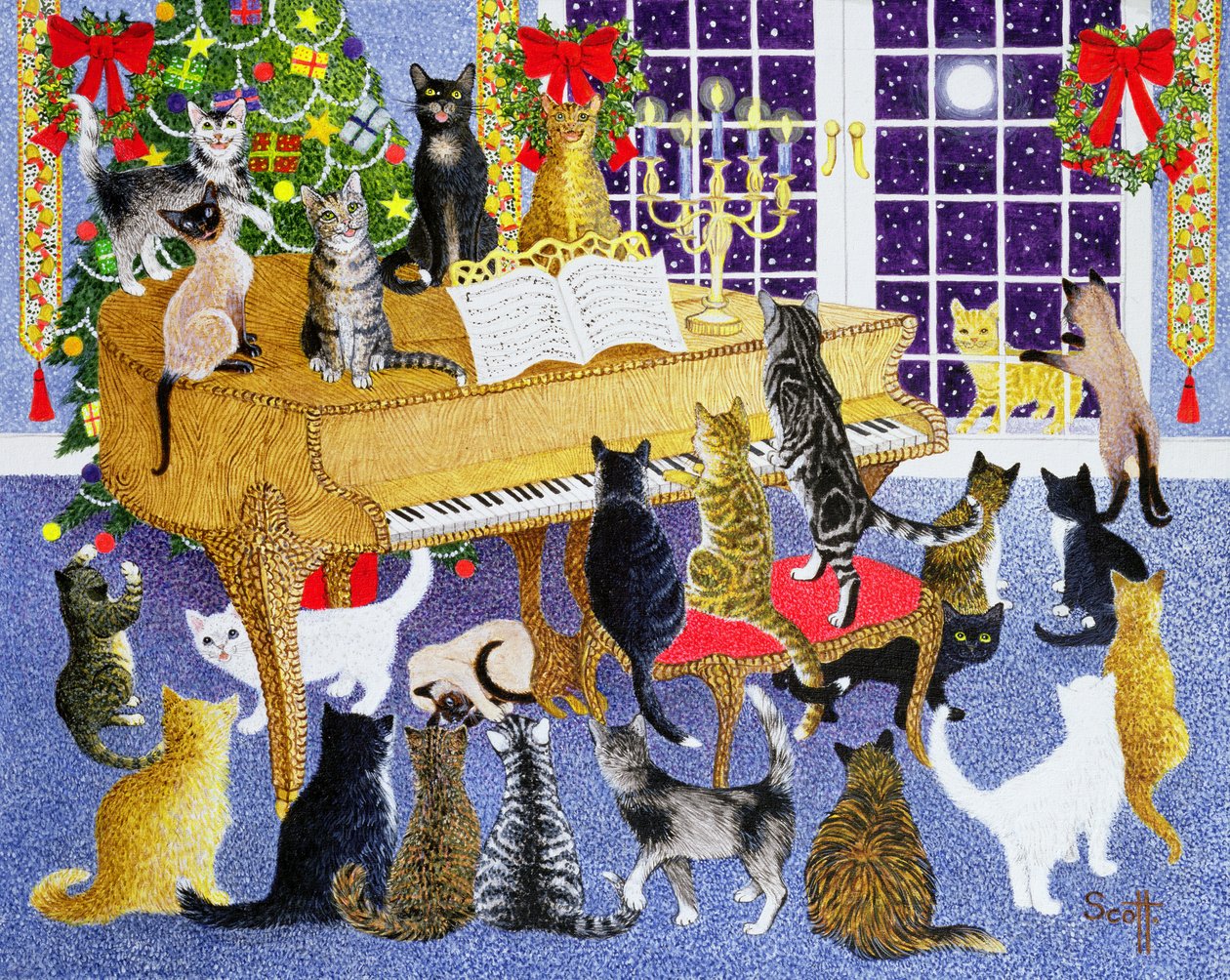 Christmas Chorus (akryl på lærred) af Pat Scott
