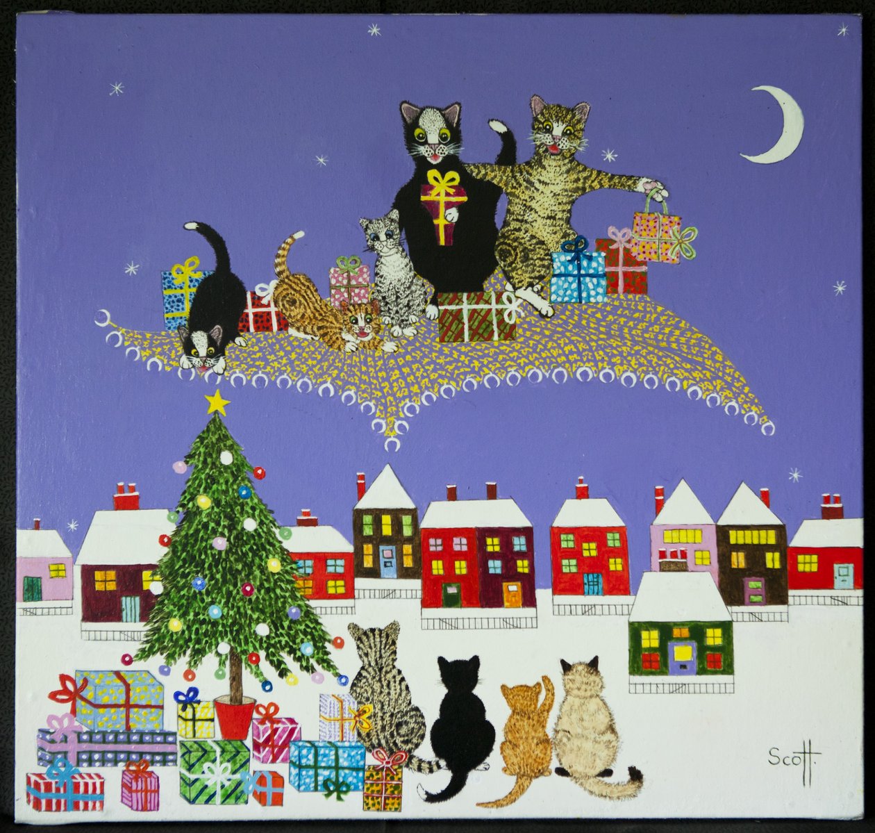 Christmas Magic (akryl på calico) af Pat Scott