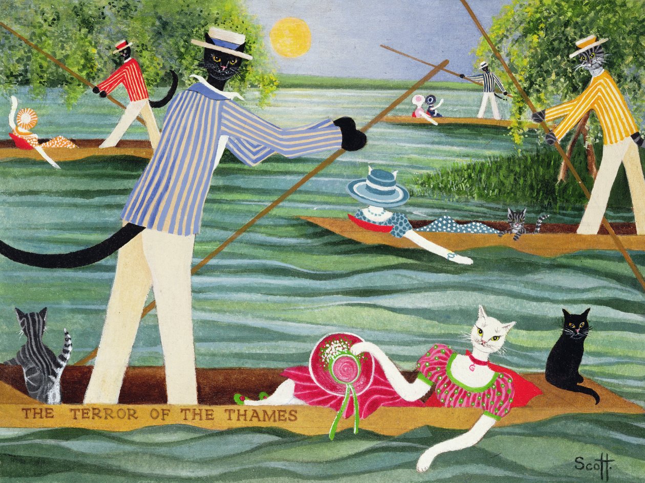 Those Summer Punts (olie på lærred) af Pat Scott
