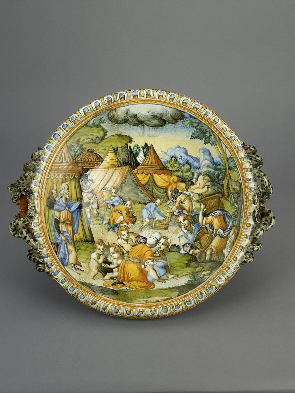 Bassin med indsamlingen af Manna, sandsynligvis Urbino, ca. 1600-20 (maiolica) af Patanazzi Workshop