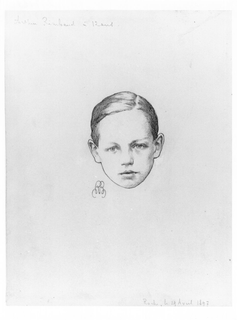 Arthur Rimbaud (1854-91) 12 år gammel, 29. april 1897, Roche af Paterne Berrichon