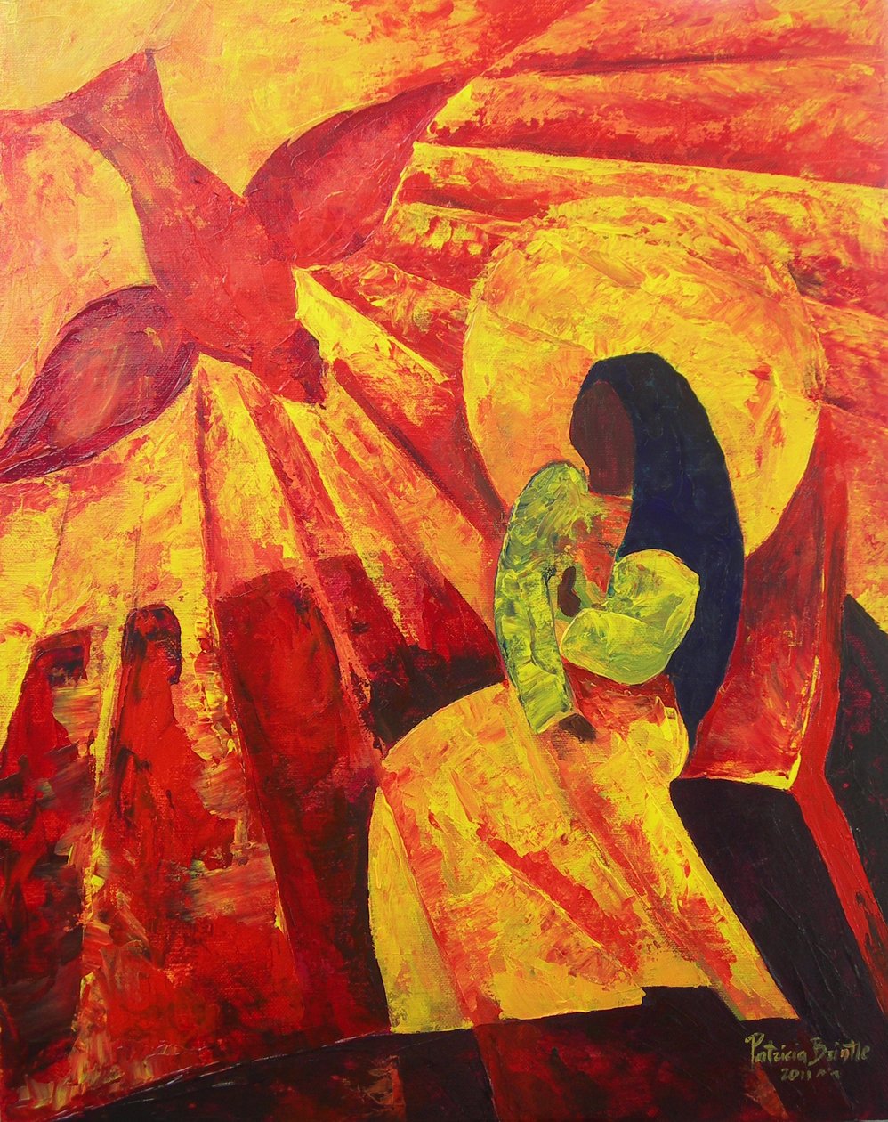 Bebudelsen, 2011 (akryl på lærred) af Patricia Brintle