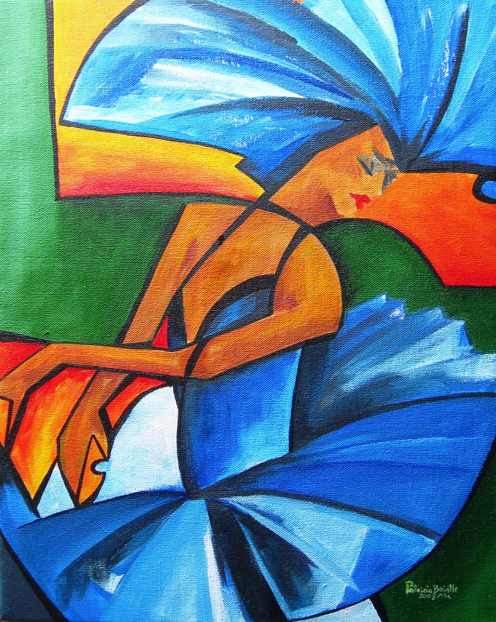 Dans i blåt, 2008 (akryl på lærred) af Patricia Brintle