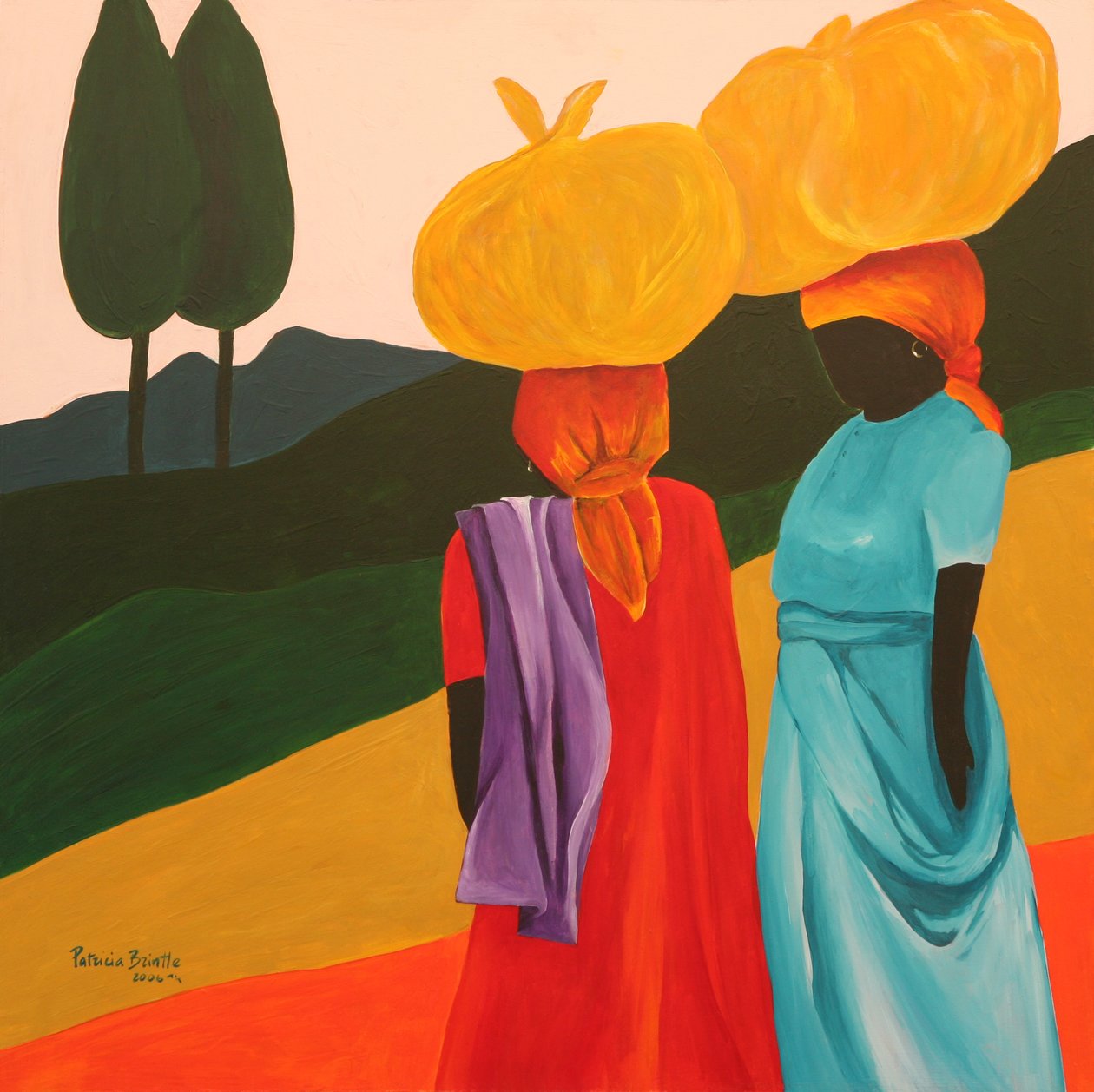 Friendly Encounter, 2006 (akryl på lærred) af Patricia Brintle