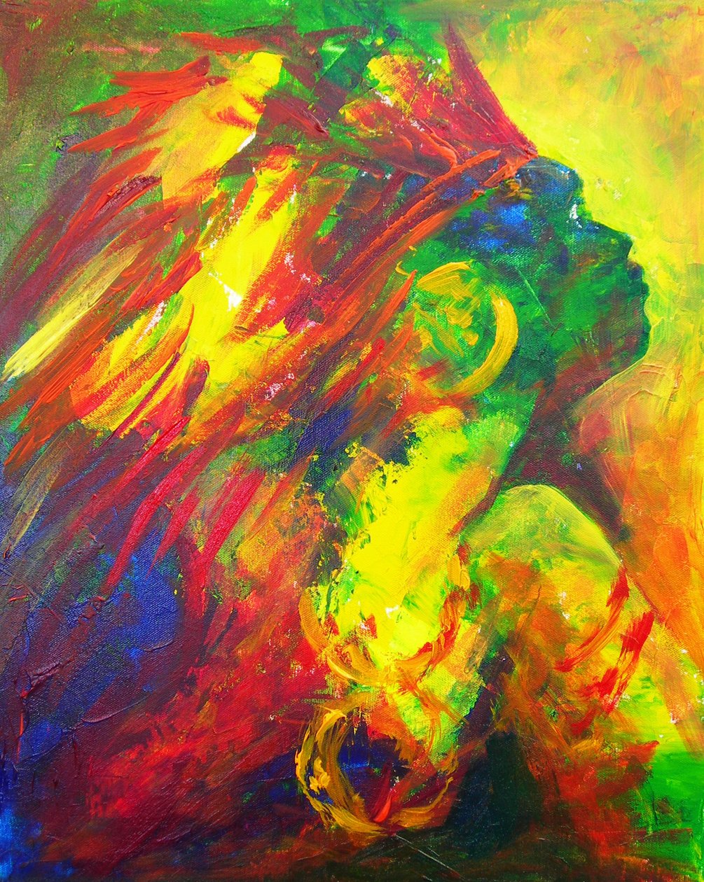 Guatiguana the Taino, 2011 (akryl på lærred) af Patricia Brintle