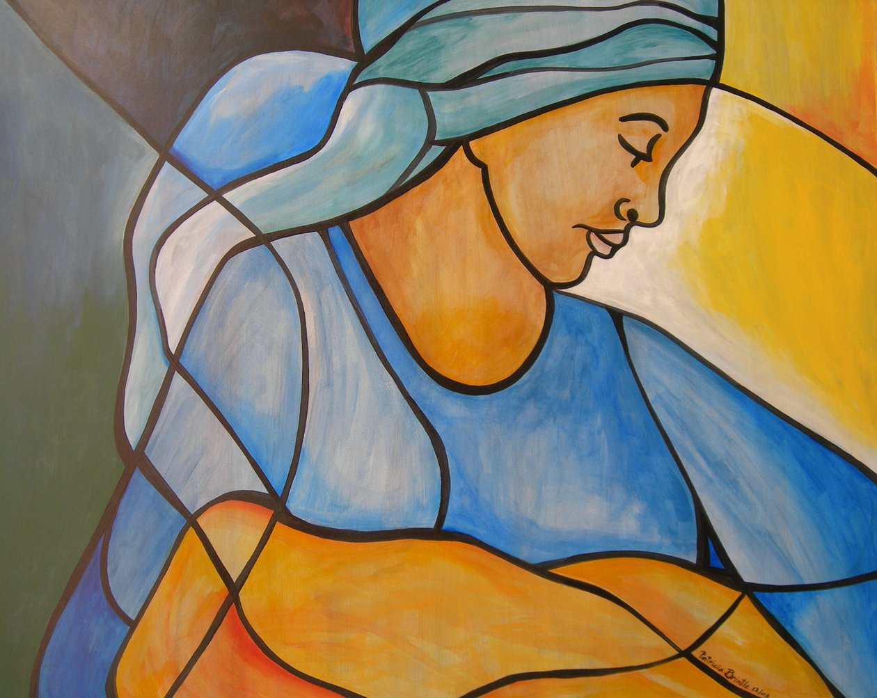 Madonna og barn, 2004 (akryl på masonit) af Patricia Brintle