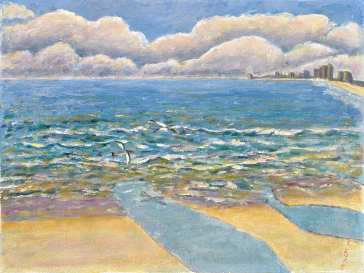 Aften, North Myrtle Beach (olie på linned) af Patricia Contemporary Artist Eyre