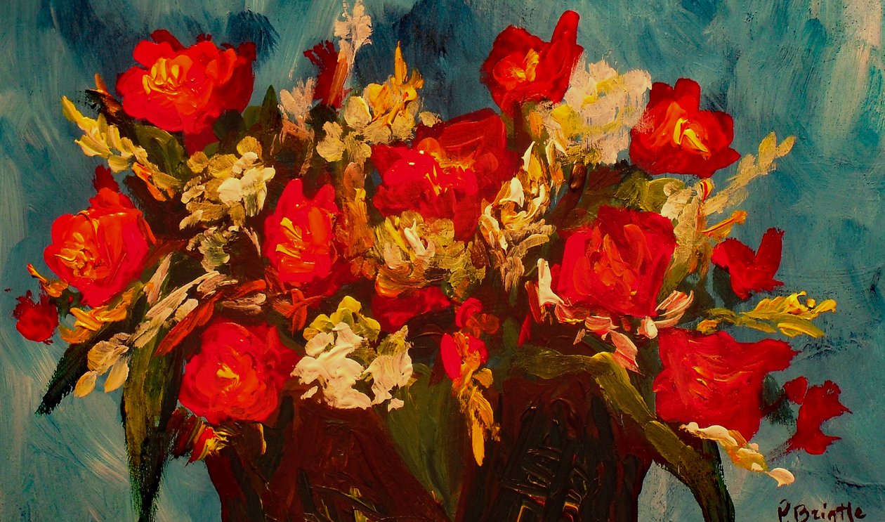 Glad tiding rose, 2017 (akryl på lærred) af Patricia Brintle