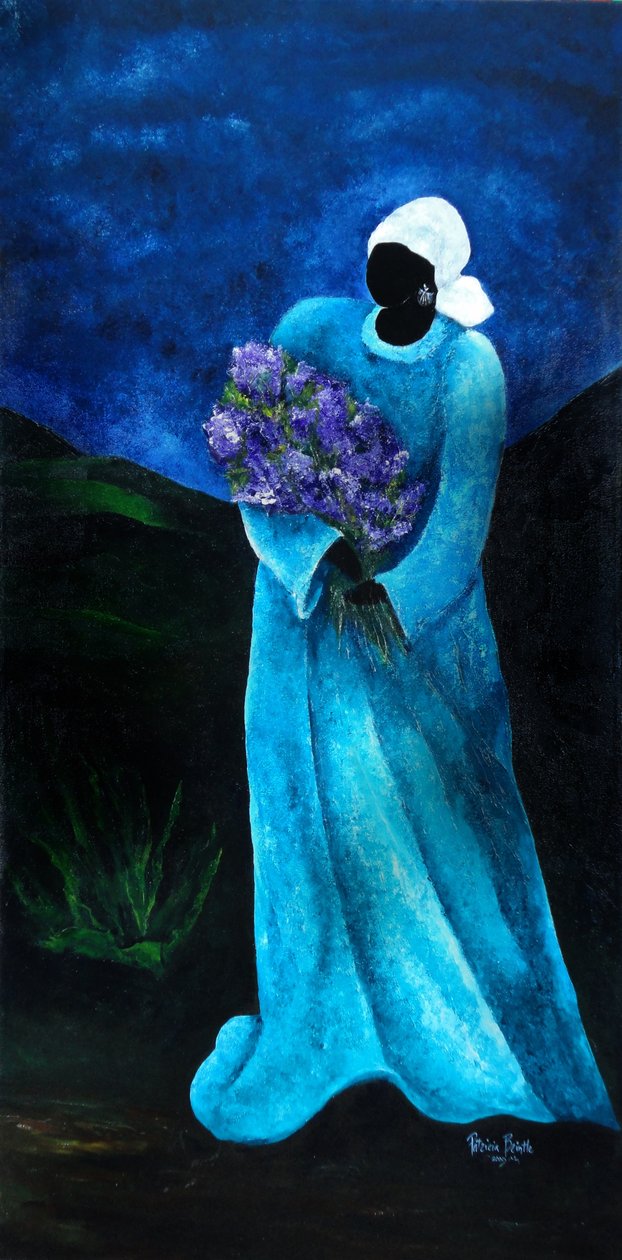 La Dame en Bleu, 2009 (akryl på lærred) af Patricia Brintle