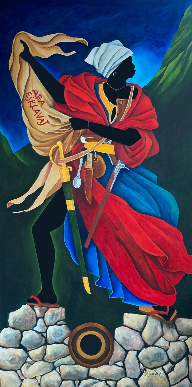 Marie Jeanne Lamartiniere på fortet, 2021 (akryl på lærred) af Patricia Brintle