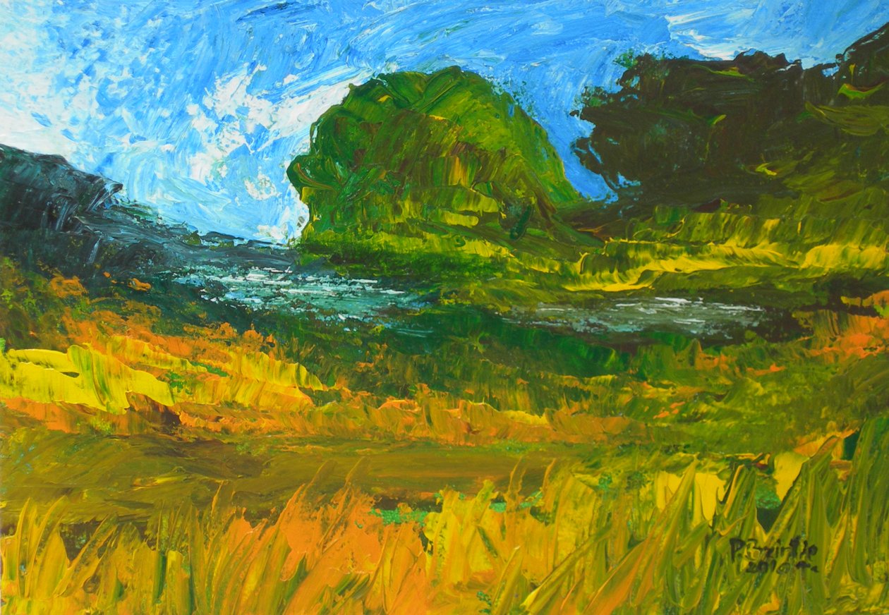 Riviere de Bainet, 2010 (akryl på træ) af Patricia Brintle