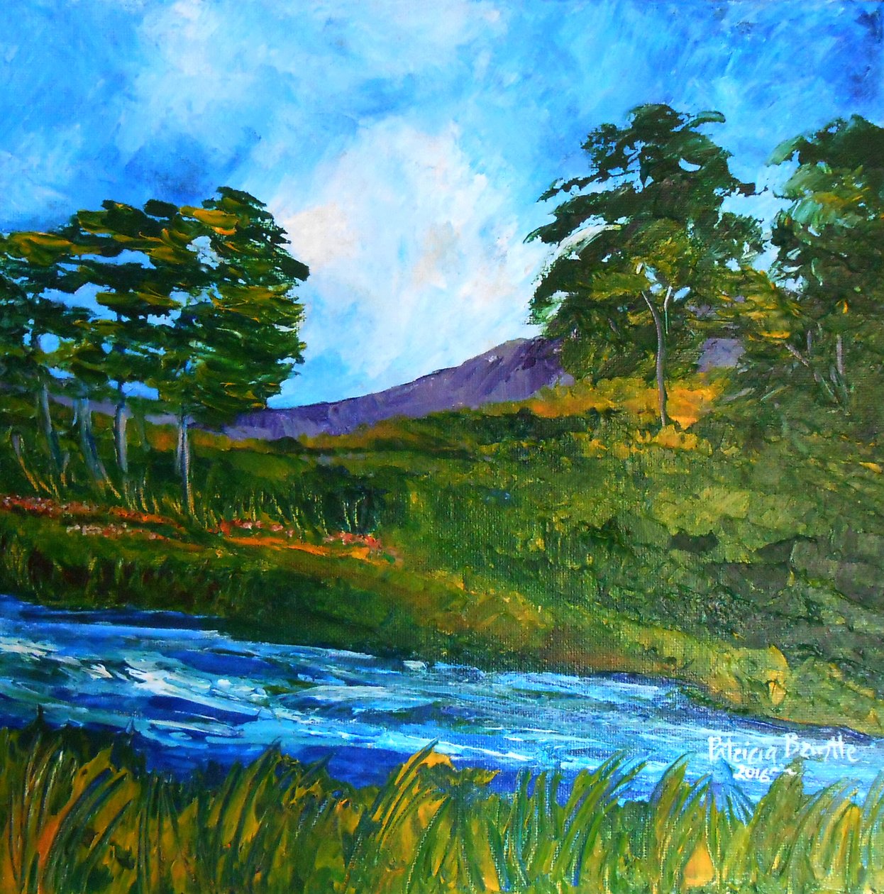 Creek near Marmalade, 2016 (akryl på lærred) af Patricia Brintle